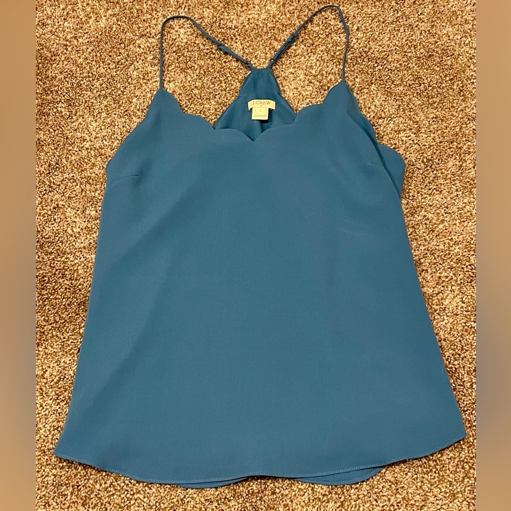 J. Crew Teal Scalloped Camisole